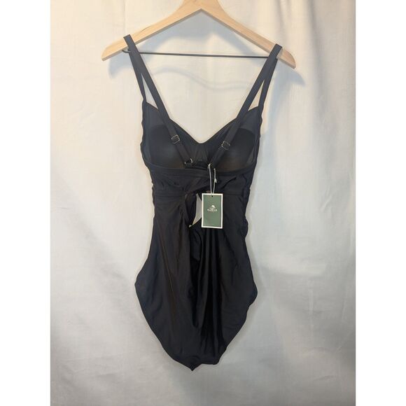 👙 NWT Eomenie Tummy Control Cutout High Waisted Wrap Tie Back 1PC Swimsuit L - Picture 4 of 8
